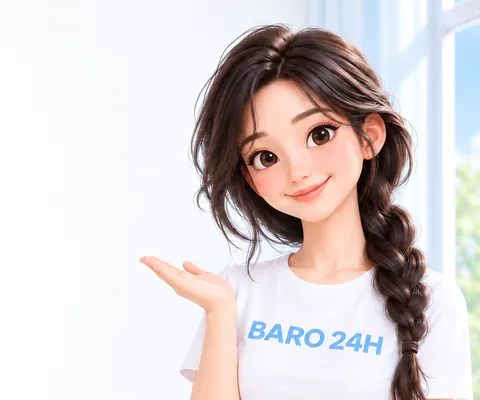 휴대폰을 보며 미소 짓는 여성 3D 인물